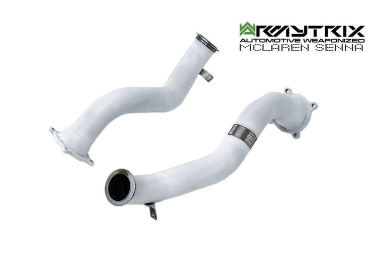 Tuyau d'échappement haute performance Armytrix F1 Ultra Thermal Protective White Ceramic Coated High-Flow Performance De-Catted Pipe avec simulateur de catalyseur pour McLaren Senna (2018-présent)