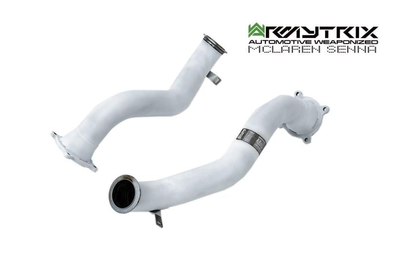 Tuyau d'échappement haute performance Armytrix F1 Ultra Thermal Protective White Ceramic Coated High-Flow Performance De-Catted Pipe avec simulateur de catalyseur pour McLaren Senna (2018-présent)