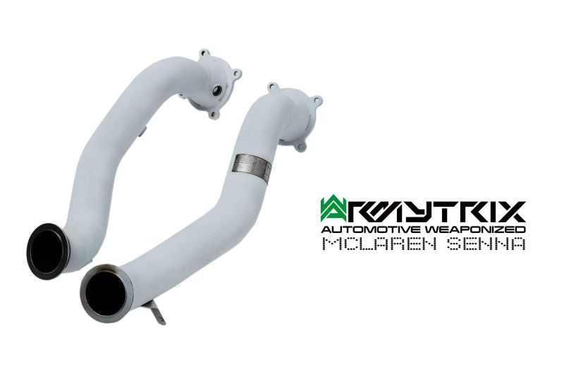 Tuyau d'échappement haute performance Armytrix F1 Ultra Thermal Protective White Ceramic Coated High-Flow Performance De-Catted Pipe avec simulateur de catalyseur pour McLaren Senna (2018-présent)