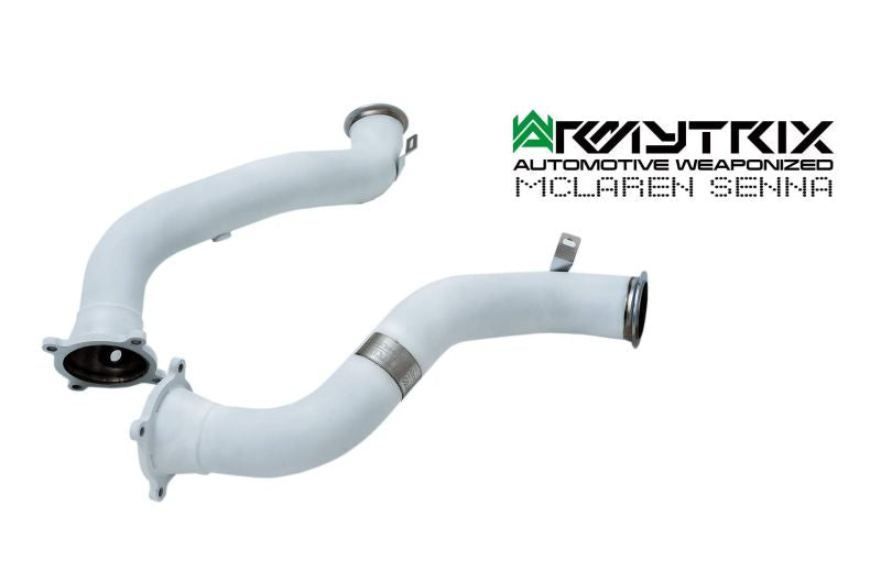 Tuyau d'échappement haute performance Armytrix F1 Ultra Thermal Protective White Ceramic Coated High-Flow Performance De-Catted Pipe avec simulateur de catalyseur pour McLaren Senna (2018-présent)