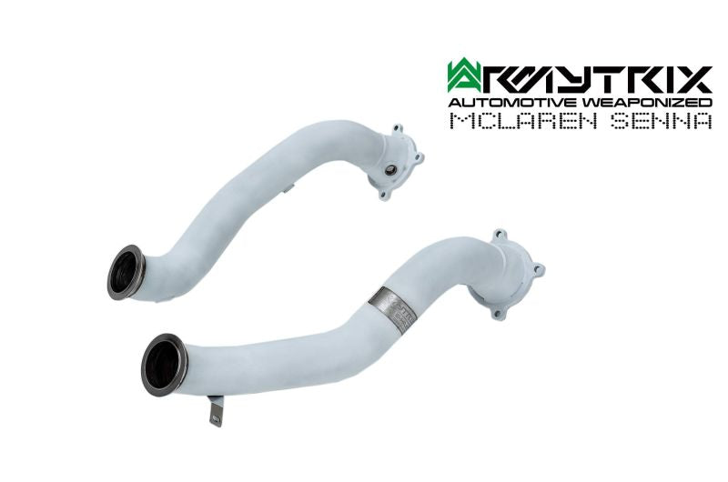 Tuyau d'échappement haute performance Armytrix F1 Ultra Thermal Protective White Ceramic Coated High-Flow Performance De-Catted Pipe avec simulateur de catalyseur pour McLaren Senna (2018-présent)