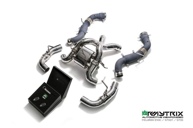 Tuyau d'échappement haute performance Armytrix F1 Ultra Thermal Protective White Ceramic Coated High-Flow Performance De-Catted Pipe avec simulateur de catalyseur pour McLaren Senna (2018-présent)