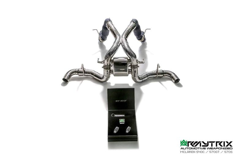 Tuyau d'échappement haute performance Armytrix F1 Ultra Thermal Protective White Ceramic Coated High-Flow Performance De-Catted Pipe avec simulateur de catalyseur pour McLaren Senna (2018-présent)