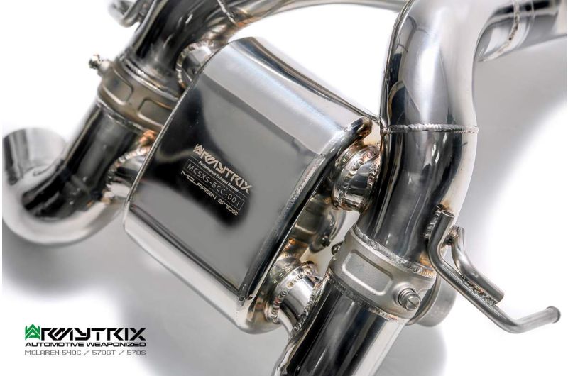 Tuyau d'échappement haute performance Armytrix F1 Ultra Thermal Protective White Ceramic Coated High-Flow Performance De-Catted Pipe avec simulateur de catalyseur pour McLaren Senna (2018-présent)