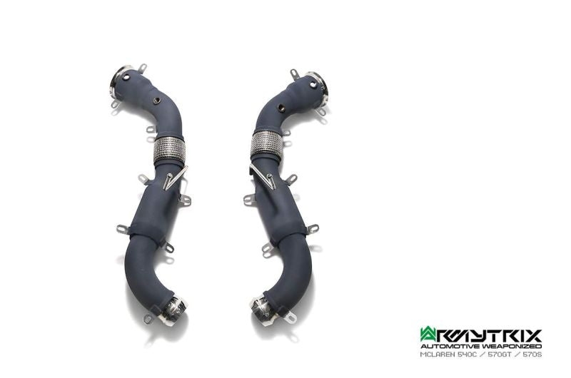 Tuyau d'échappement haute performance Armytrix F1 Ultra Thermal Protective White Ceramic Coated High-Flow Performance De-Catted Pipe avec simulateur de catalyseur pour McLaren Senna (2018-présent)