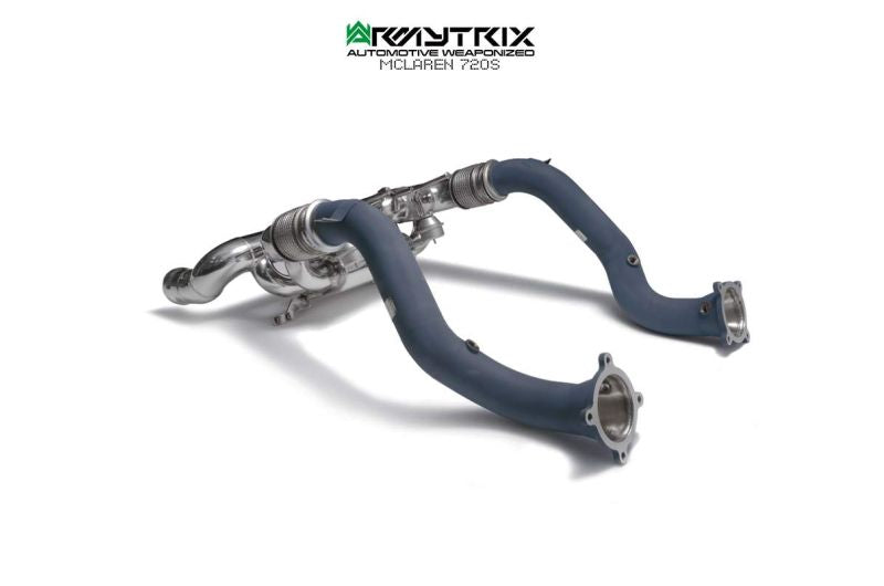 Tuyau d'échappement haute performance Armytrix F1 Ultra Thermal Protective White Ceramic Coated High-Flow Performance De-Catted Pipe avec simulateur de catalyseur pour McLaren Senna (2018-présent)