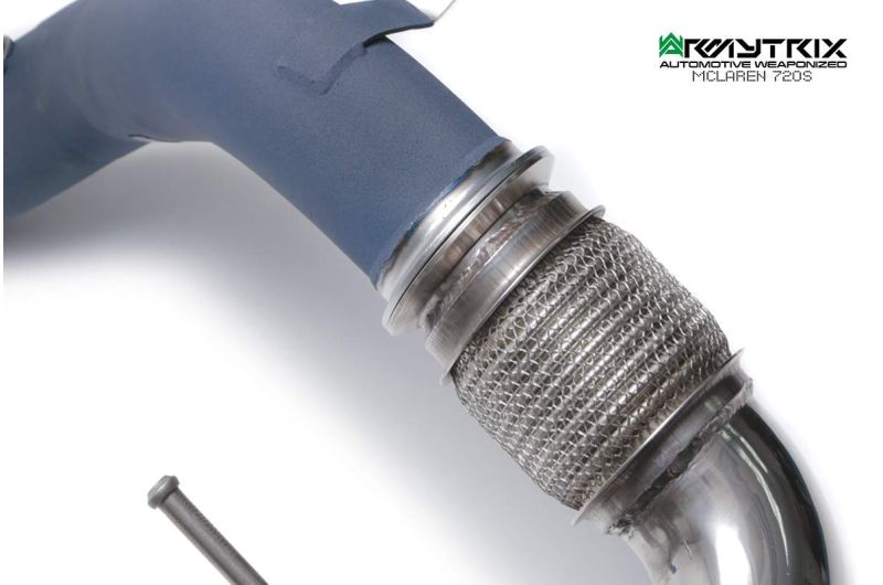 Tuyau d'échappement haute performance Armytrix F1 Ultra Thermal Protective White Ceramic Coated High-Flow Performance De-Catted Pipe avec simulateur de catalyseur pour McLaren Senna (2018-présent)
