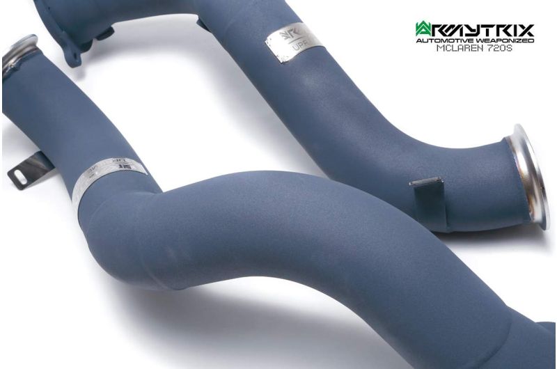 Tuyau d'échappement haute performance Armytrix F1 Ultra Thermal Protective White Ceramic Coated High-Flow Performance De-Catted Pipe avec simulateur de catalyseur pour McLaren Senna (2018-présent)