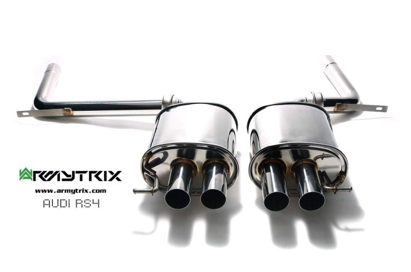 Audi RS4 B8 4.2 V8 FSI (2012-2015) - Front Y Pipe + Mid Pipe With Resonator + Link Pipe + Valvetronic Mufflers (System utilizes Audi Drive Select System for valvetronic control) - Armytrix Exhausts