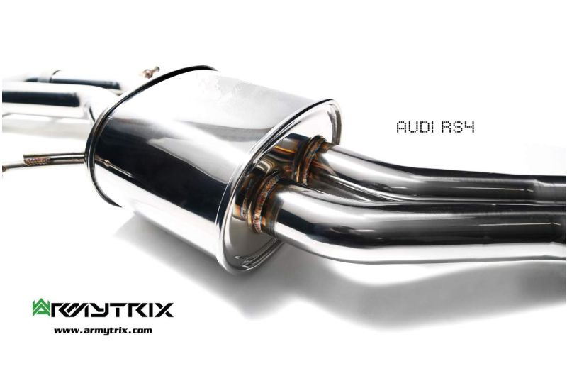 Audi RS4 B8 4.2 V8 FSI (2012-2015) - Front Y Pipe + Mid Pipe With Resonator + Link Pipe + Valvetronic Mufflers (System utilizes Audi Drive Select System for valvetronic control) - Armytrix Exhausts