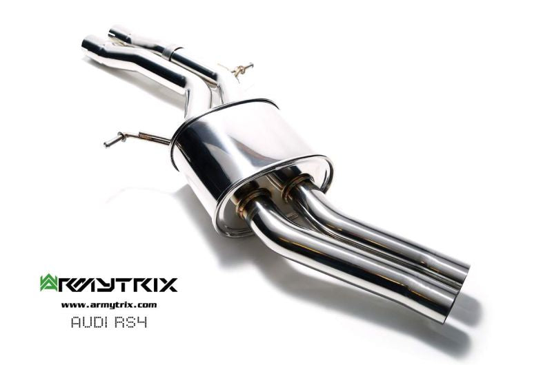 Audi RS4 B8 4.2 V8 FSI (2012-2015) - Front Y Pipe + Mid Pipe With Resonator + Link Pipe + Valvetronic Mufflers (System utilizes Audi Drive Select System for valvetronic control) - Armytrix Exhausts