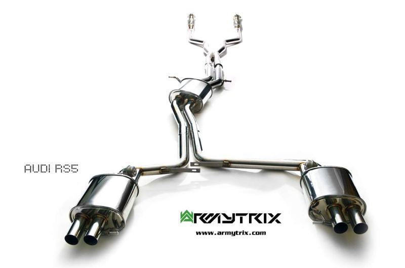 Audi RS5 B8 4.2 V8 FSI (2010-2015) - Front Y Pipe + Mid Pipe With Resonator + Valvetronic Mufflers (System utilizes Audi Drive Select System for valvetronic control) - Armytrix Exhausts