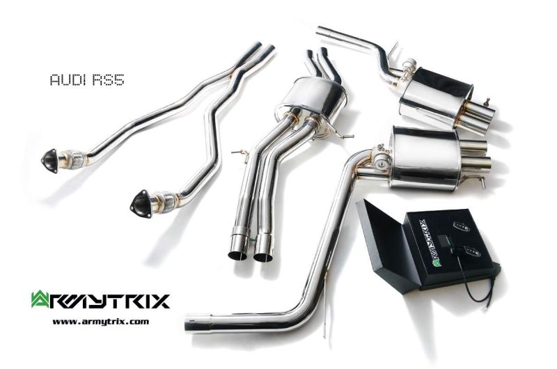 Audi RS5 B8 4.2 V8 FSI (2010-2015) - Front Y Pipe + Mid Pipe With Resonator + Valvetronic Mufflers (System utilizes Audi Drive Select System for valvetronic control) - Armytrix Exhausts