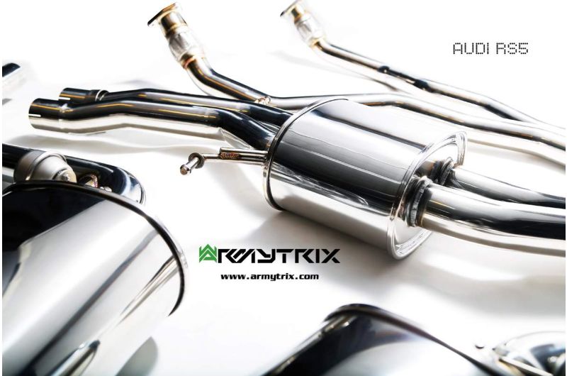 Audi RS5 B8 4.2 V8 FSI (2010-2015) - Front Y Pipe + Mid Pipe With Resonator + Valvetronic Mufflers (System utilizes Audi Drive Select System for valvetronic control) - Armytrix Exhausts