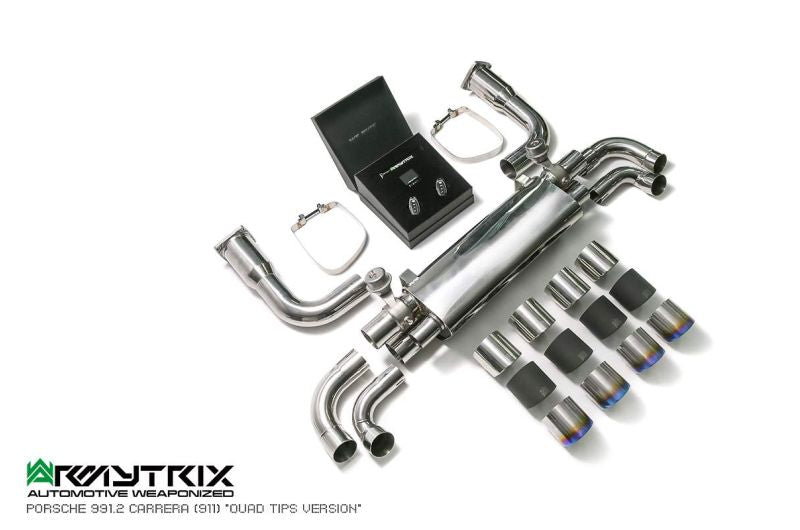 Collecteur d'échappement haute performance Armytrix à revêtement céramique et sans catalyseur avec simulateur de catalyseur pour Porsche 911 Carrera 997.2 PDK 4/S/4S (2009-2012)