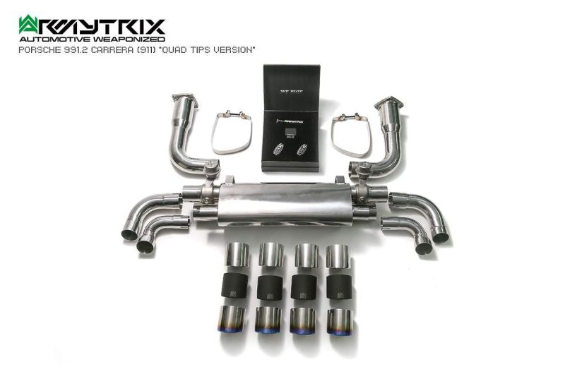 Collecteur d'échappement haute performance Armytrix à revêtement céramique et sans catalyseur avec simulateur de catalyseur pour Porsche 911 Carrera 997.2 PDK 4/S/4S (2009-2012)