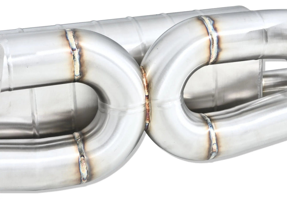 Yonristic Aston Martin Vantage axle-back exhaust - angled system view