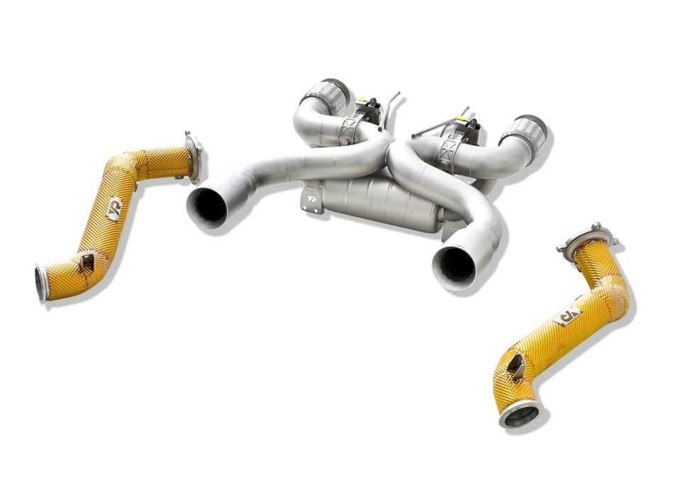 Yonristic McLaren 720S F1 exhaust - downpipe heat shielding detail