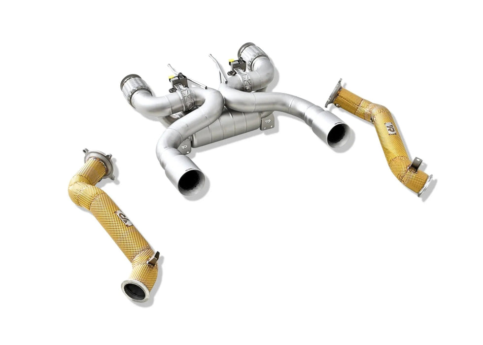 Yonristic McLaren 720S F1 exhaust - gold heat-shielded downpipe option