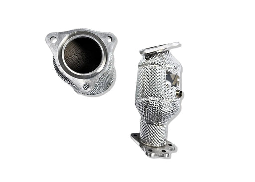 Yonristic MaxFlow cats for the Corvette C8 - pair shown with heat shield wrapping
