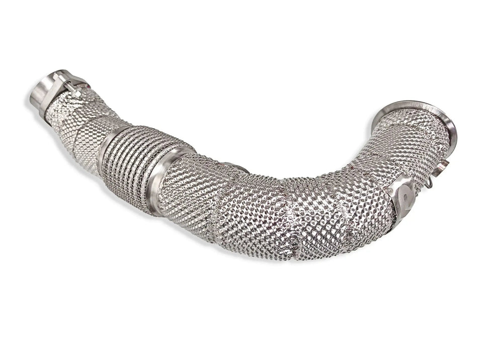 BMW S68 MaxFlow downpipes - heat shield construction