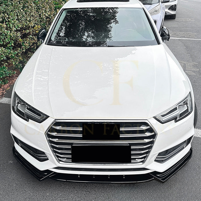 V Style Gloss Black Front Splitter for Audi A4 B9 S Line & S4 17-19