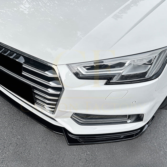 V Style Gloss Black Front Splitter for Audi A4 B9 S Line & S4 17-19