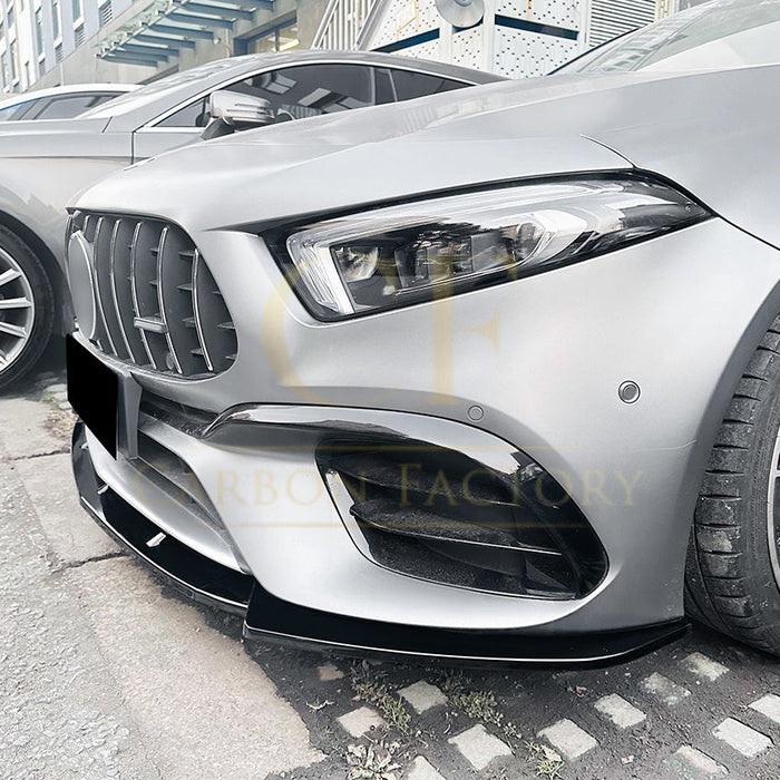V Style Gloss Black Front Splitter for Mercedes Benz W177 A Class A45 & A45S 18-22