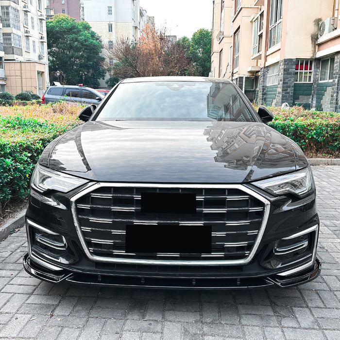 V Style Gloss Black Front Splitter for Audi C8 A6 S Line & S6 Saloon / Avant 18-25