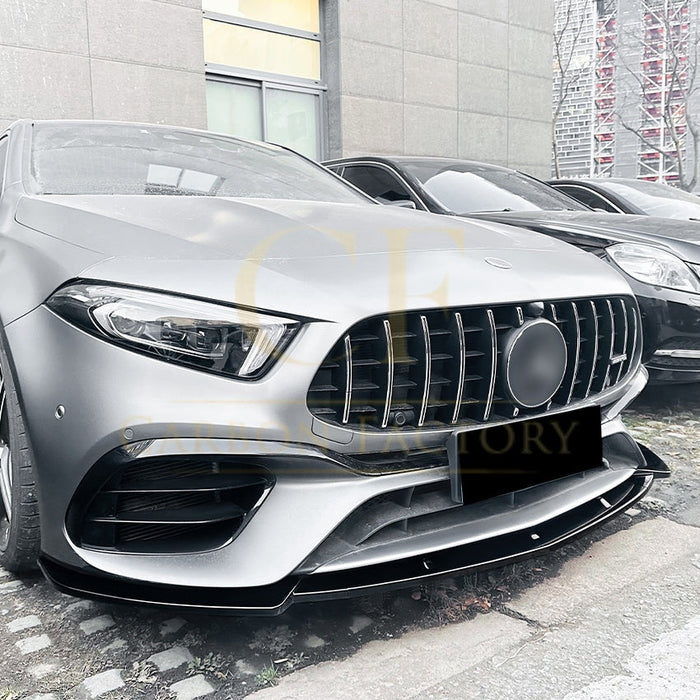 V Style Gloss Black Front Splitter for Mercedes Benz W177 A Class A45 & A45S 18-22