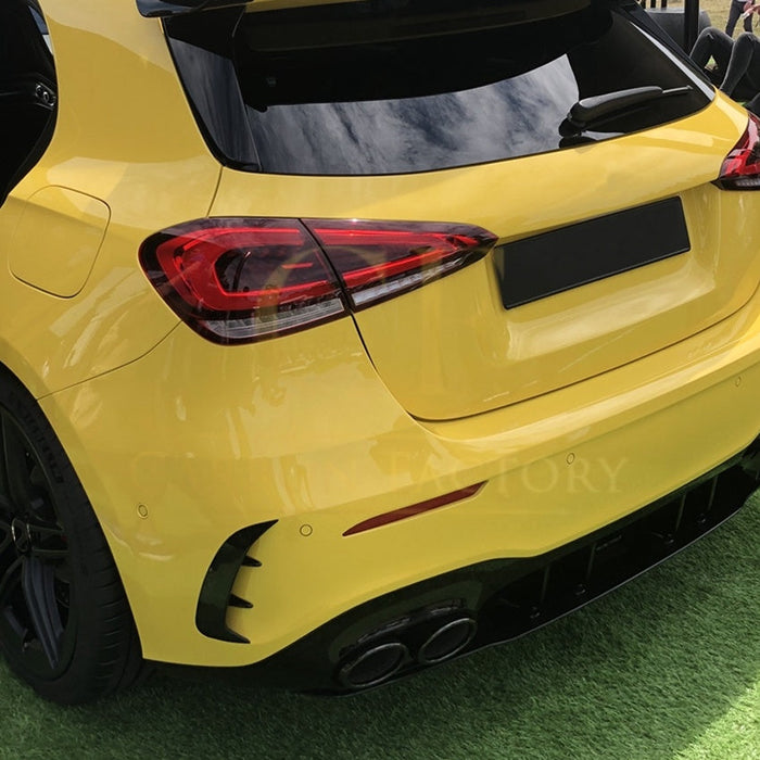 Gloss Black Rear Bumper Trims for Mercedes Benz W177 A Class Hatchback 18-25