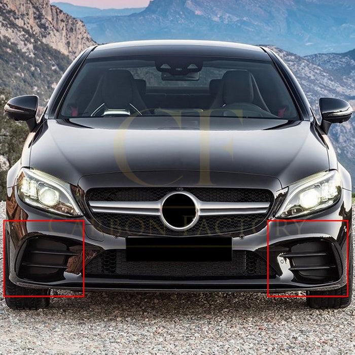 Gloss Black Front Canards (Short) for Mercedes Benz W205 C Class 19-21