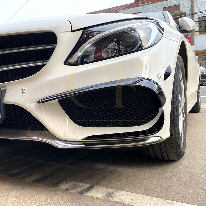 Gloss Black Front Canards (6 pcs) for Mercedes Benz W205 C Class 15-18