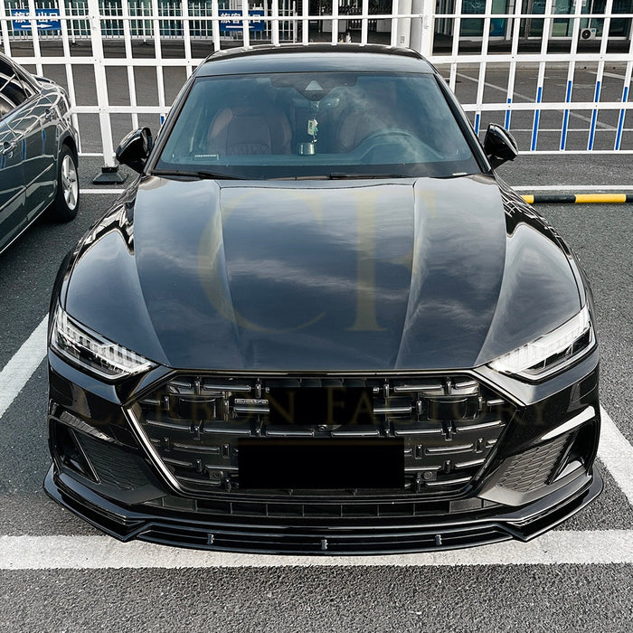 V Style Gloss Black Front Splitter for Audi C8 A7 S Line S7 18-22