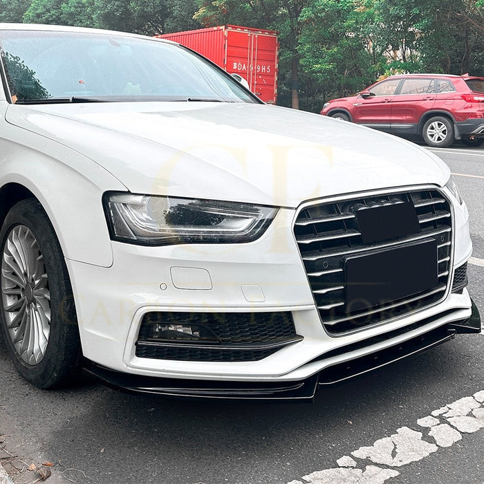 V Style Gloss Black Front Splitter for Audi B8.5 S4 & A4 S Line 13-15