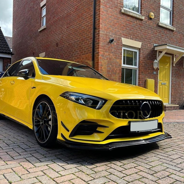 V Style Gloss Black Front Splitter for Mercedes Benz W177 A Class AMG & A35 18-22