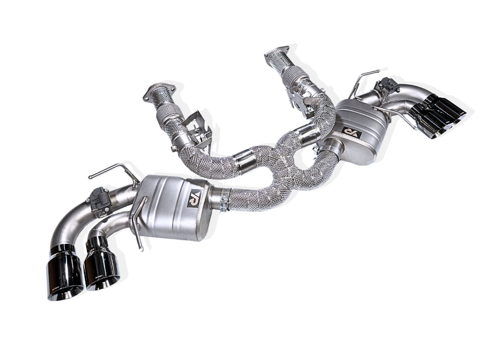 Yonristic VANTA Edition X-pipe exhaust for the Corvette C8 - quad tip rear view