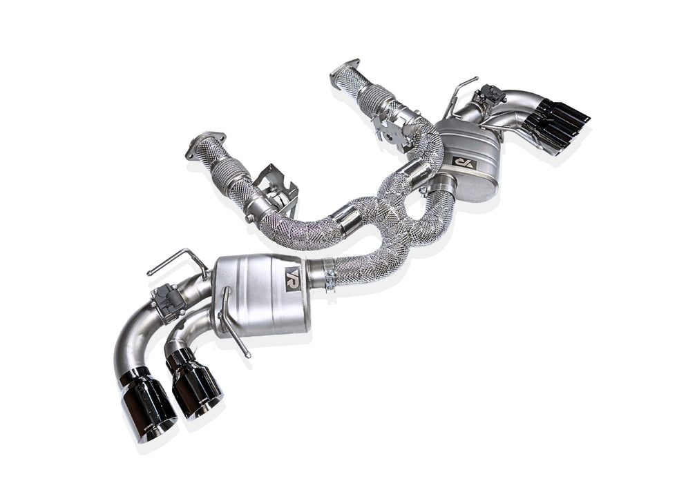 Yonristic VANTA Edition X-pipe exhaust for the Corvette C8 - angled system view