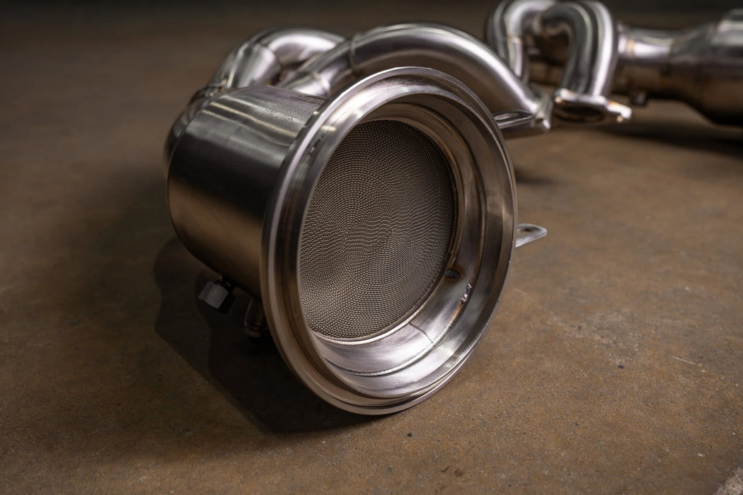 400 Cell Catted Down Pipes For Porsche 992 GT3 / GT3 RS - Valvetronic Designs