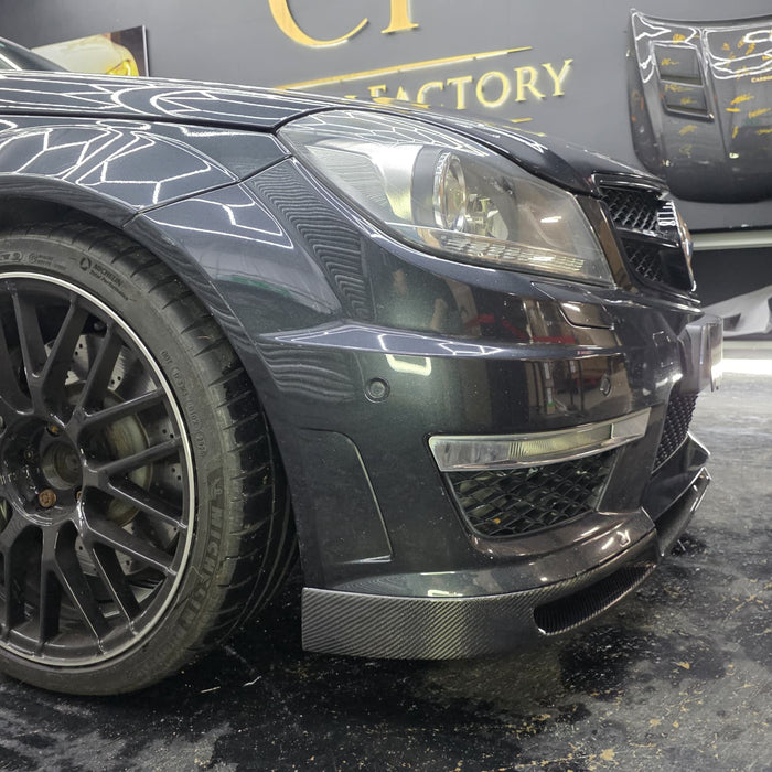 A Style Carbon Fibre Front Splitter for Mercedes Benz W204 C63 Facelift 12-14