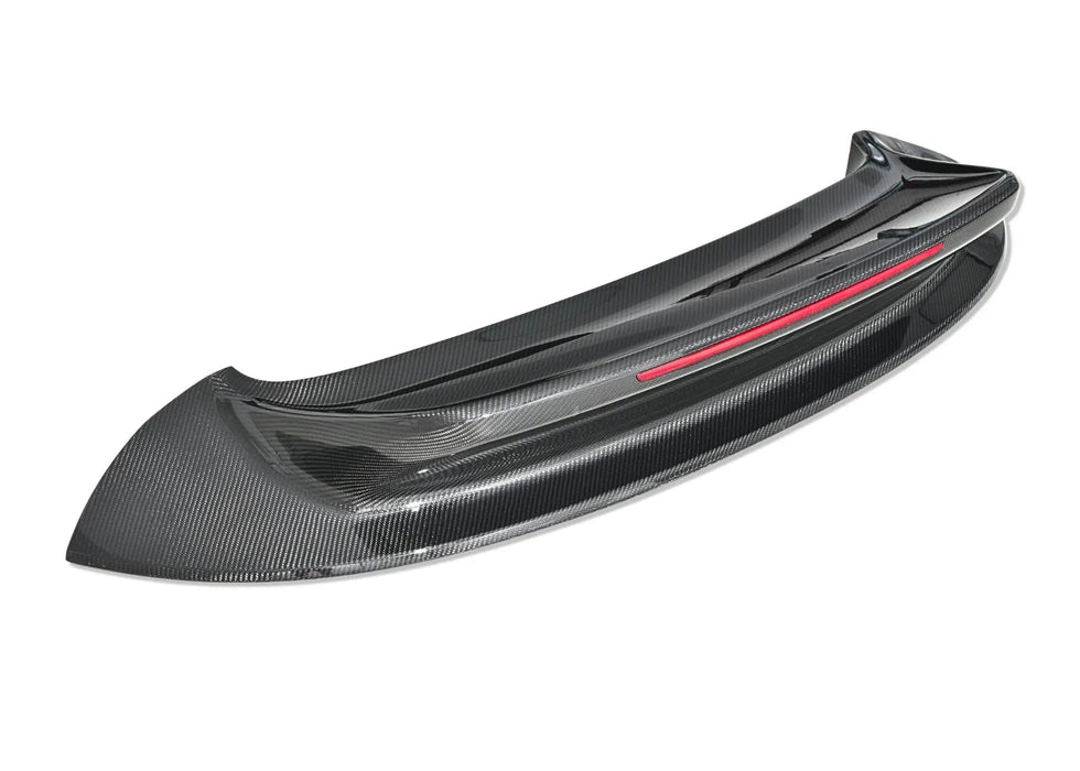 Porsche 992 ducktail spoiler - fitted rear deck view