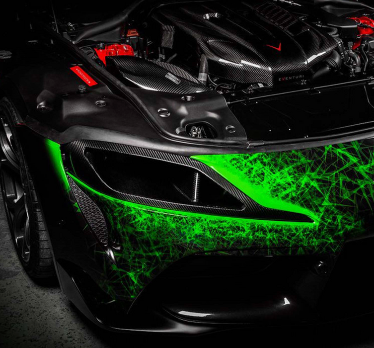 EVENTURI TOYOTA SUPRA HEADLAMP RACE INTAKE DUCT IN BLACK CARBON FIBRE (A90)