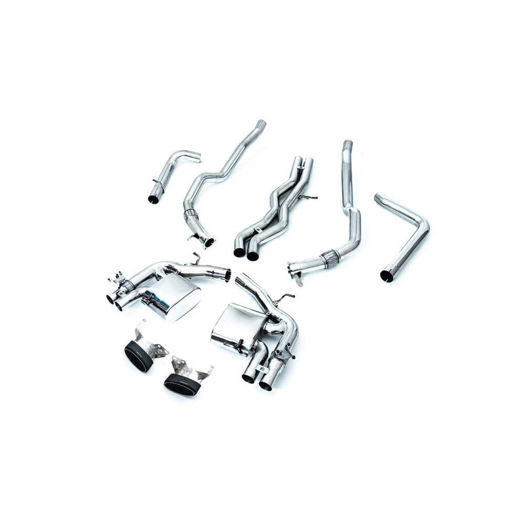Armytrix Front Pipes + Mid X Pipe + Mid Pipe 2 + Valvetronic Mufflers + Dual Carbon Oval Tips for Audi RS6 C8 (2019-Present) - AUC8R-DC18 