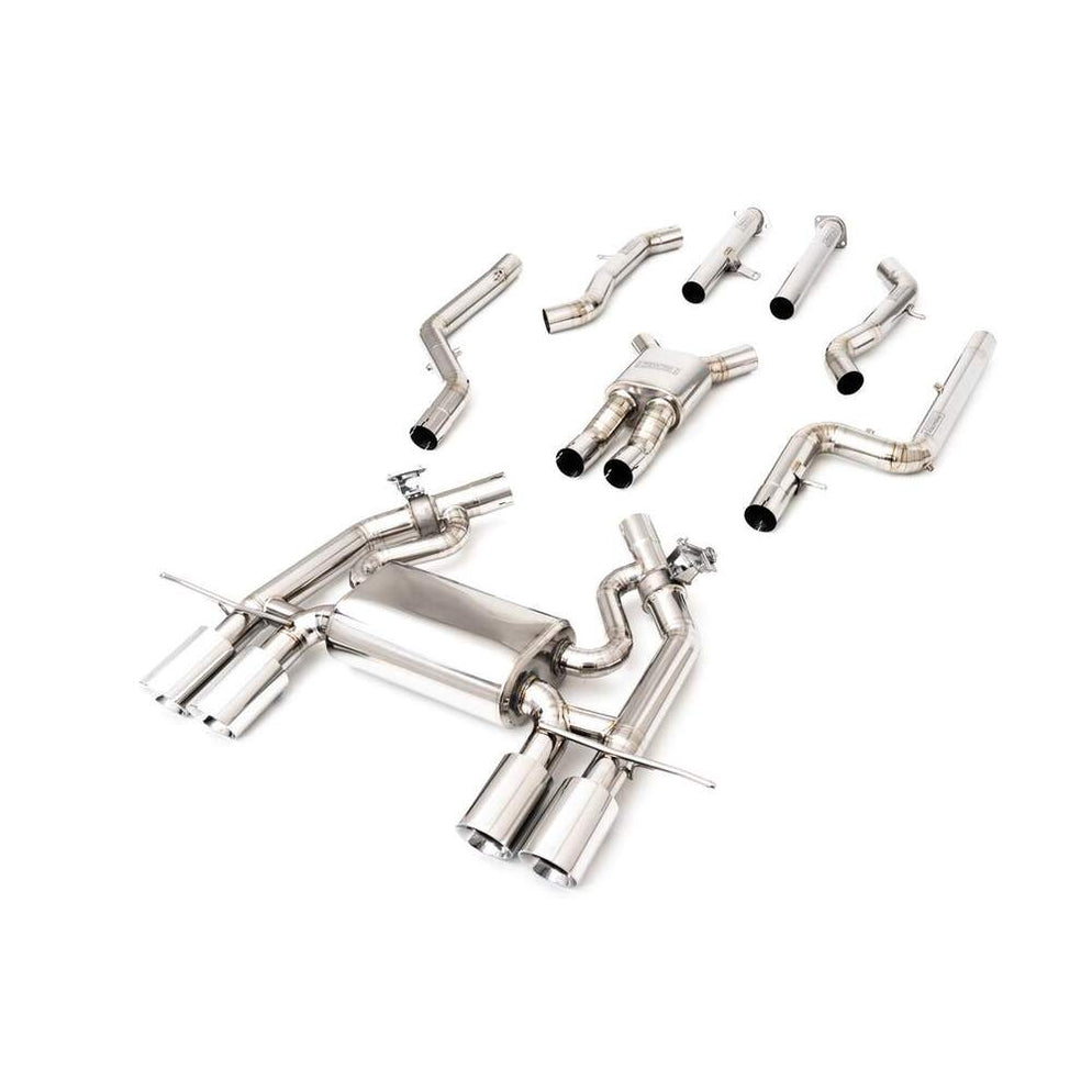 Fi Exhaust Front Pipe + Mid Pipe + Valvetronic Muffler + Quad Silver Tips + Standard Remote - G22/ G23/ G26 420i 2019-Up
