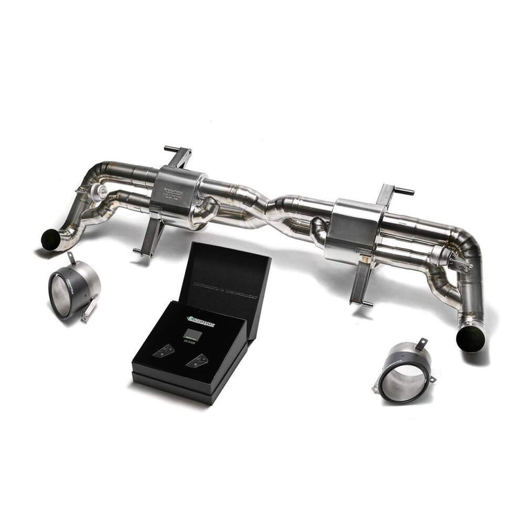 Armytrix X-pipe mufflers + Valvetronic tail pipe section + Wireless remote control kits + Dual Carbon tips for Audi R8 MKI Facelift V10 5.2 FSI Coupe/Spider (2013-2015) - AUR12-DC16 