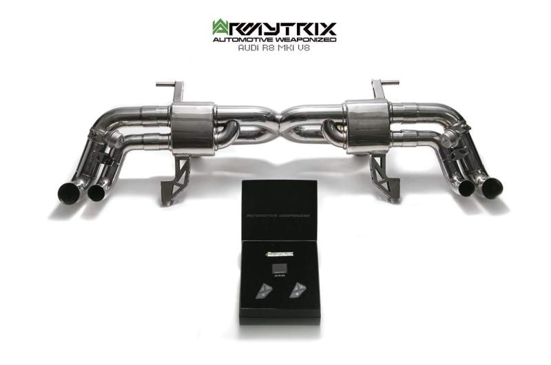 Silencieux Armytrix en acier inoxydable en forme de X + section de tuyau d'échappement Valvetronic + kits de télécommande sans fil pour Audi R8 MKI V8 4.2 FSI Coupé/Spider (2007-2012)