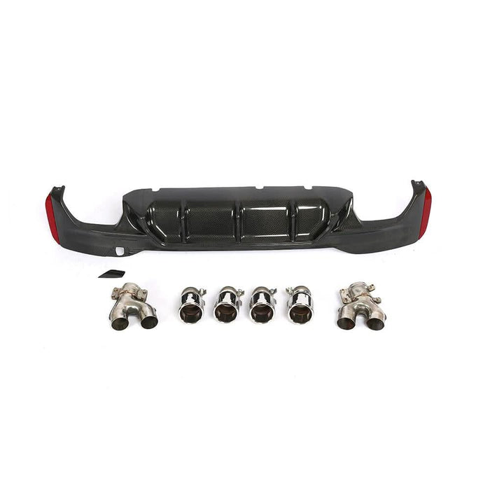 Carbon Fibre Rear Diffuser with Quad Exhaust Pipe for BMW G30 G31 5 Series M Sport 17-23