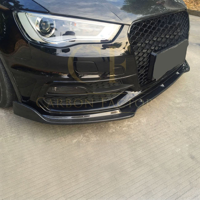 CF Style Carbon Fibre Front Splitter for Audi A3 Hatchback S Line & S3 13-15
