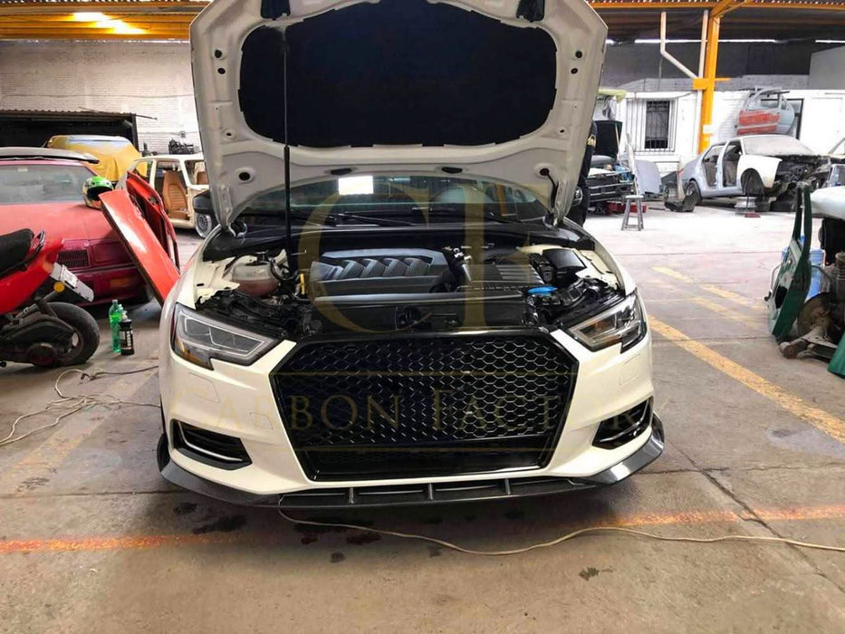P Style Carbon Fibre Front Splitter for Audi A3 Saloon Non S Line 16-19