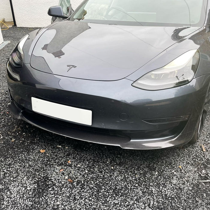 P Style Carbon Fibre Front Splitter for Tesla Model 3 16-23